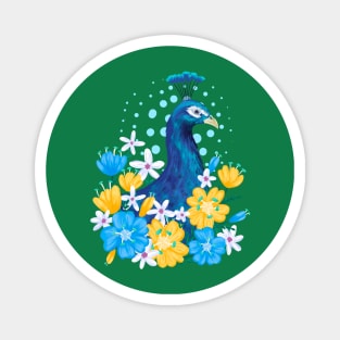 Floral Peacock Magnet